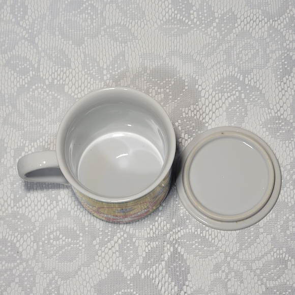 Vintage Hallmark Ceramic Mug Heart Lid Flower Patchwork Quilt Design Coffee Cup - Picture 12 of 17